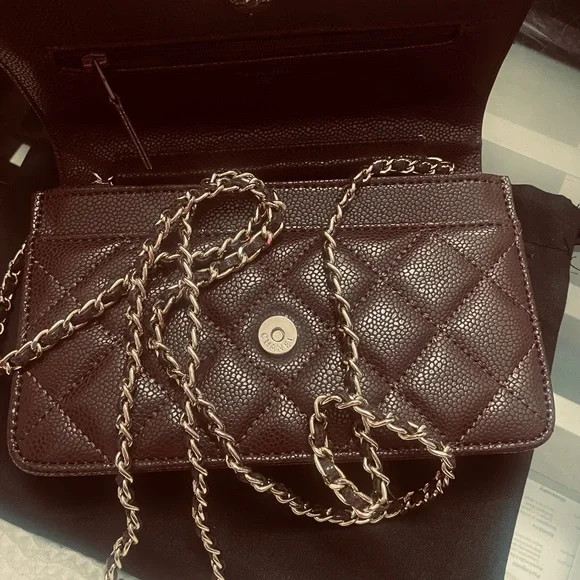 🔥🔥 Chanel Merlot wine Quilted Crossbody Bag Wallet on chain Vegan leather - Picture 3 of 7